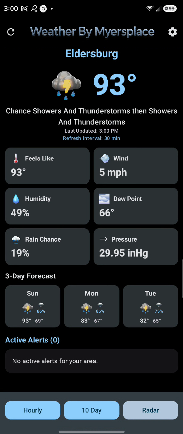Weather by Myersplace app screenshot