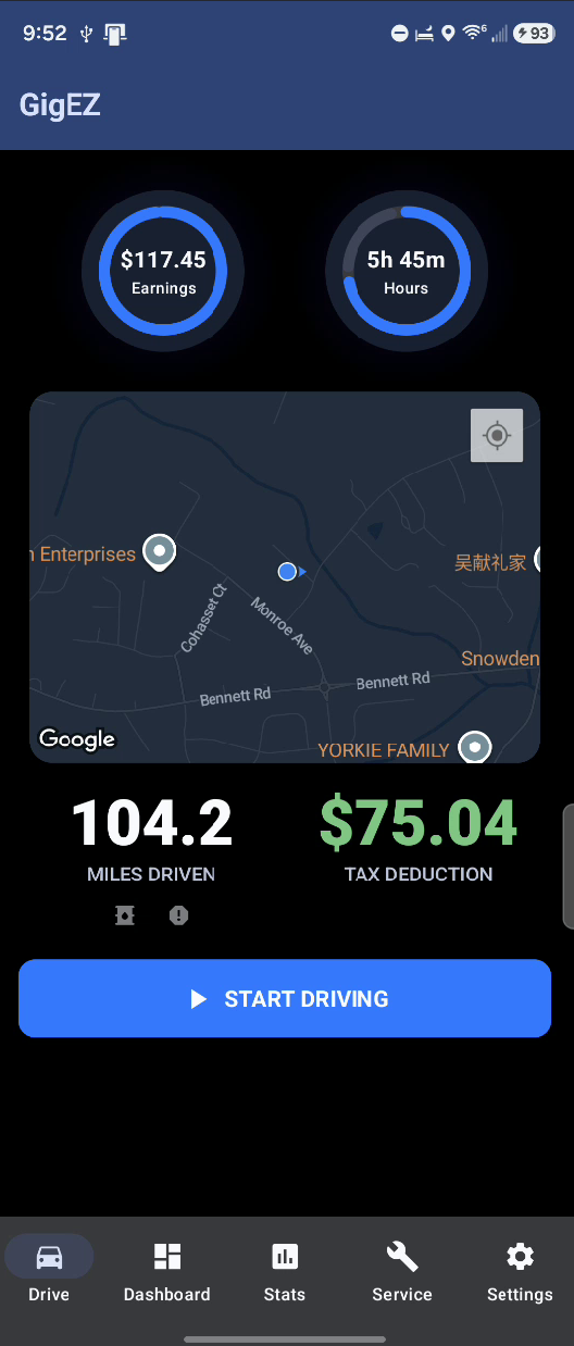 GigEZ app screenshot