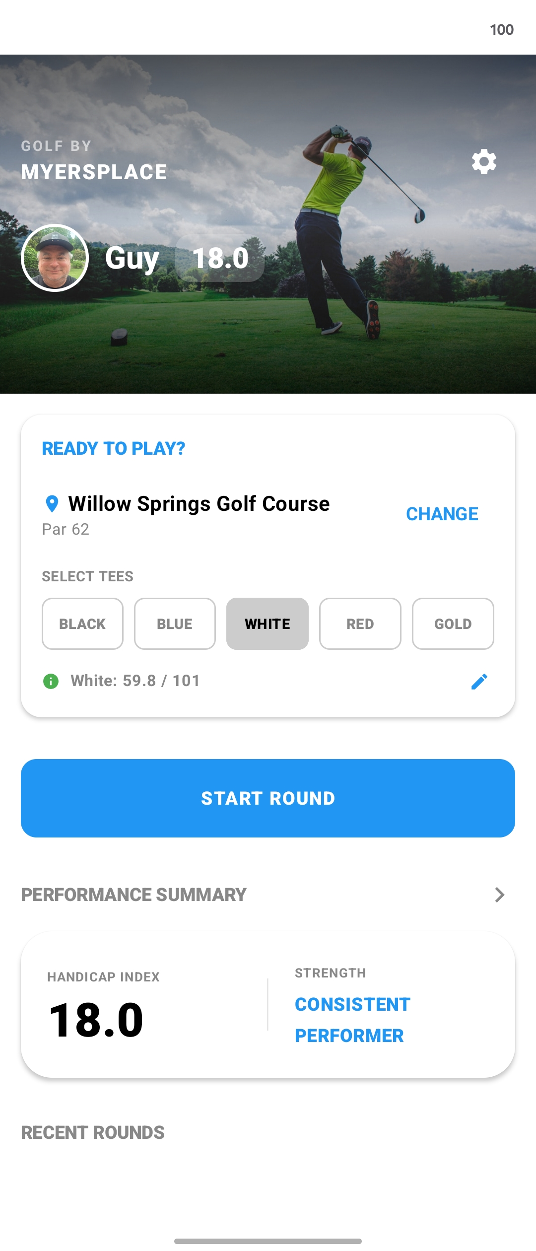 Golf by Myersplace app screenshot